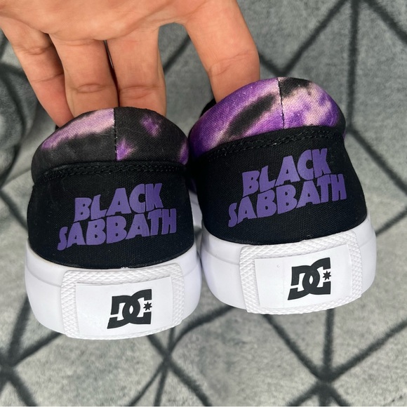 DC x Black Sabbath Skateboard Slip On Purple Tie Dye Sneakers NWT - Picture 7 of 8